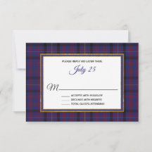 Clan Dundonald Tartan Kariert Wedding RSVP Card