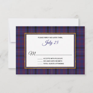 Clan Dundonald Tartan Plaid Wedding Carte RSVP