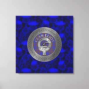 Clan ELioT Wappen & Tartan Knot on Thistle Leinwanddruck