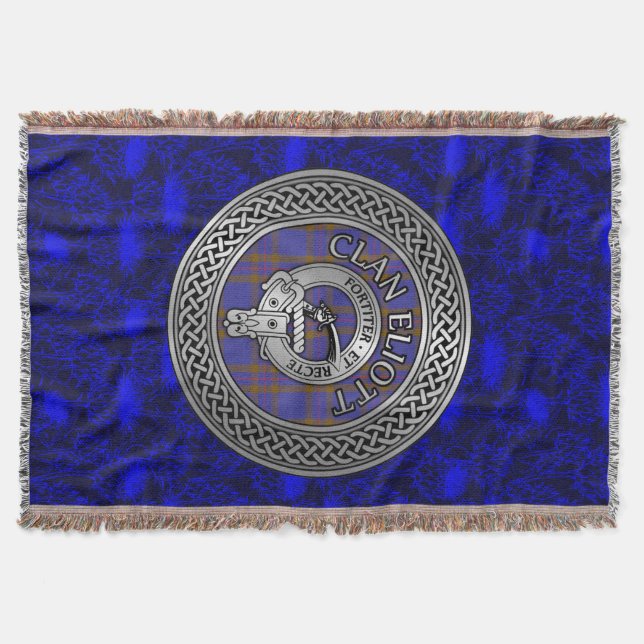 Clan Eliott Wappen & Tartan Knot Decke (Vorderseite)