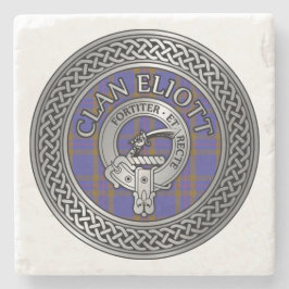 Clan Eliott Wappen & Tartan Knot Steinuntersetzer