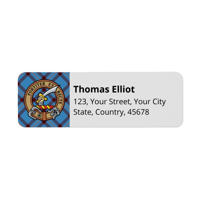 Clan Elliot Ancien Étiquette Tartan (Devant)