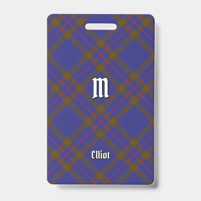 Clan Elliot Modern Tartan Abzeichen Ausweis (Vorderseite)