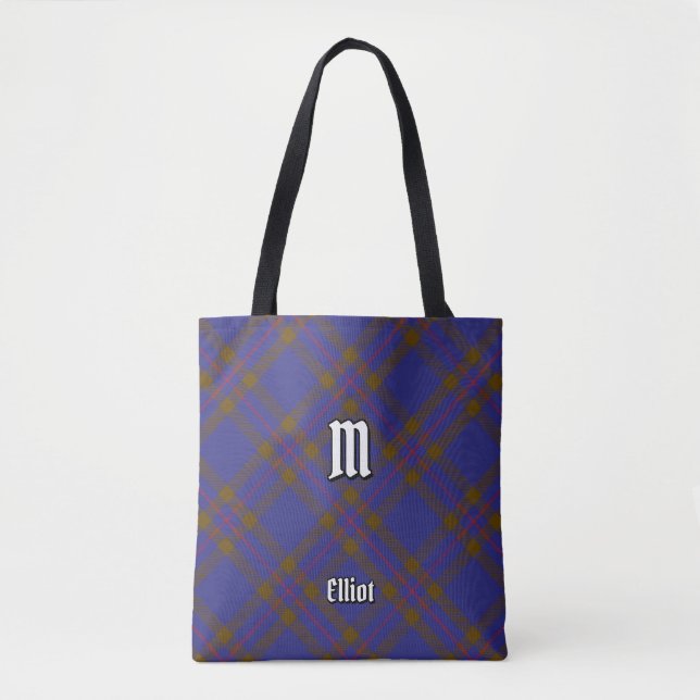 Clan Elliot Modern Tartan Tote Bag Tasche (Vorderseite)