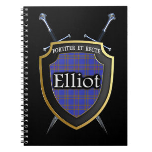 Clan Elliot Tartan Shield & Schwerter Notizblock