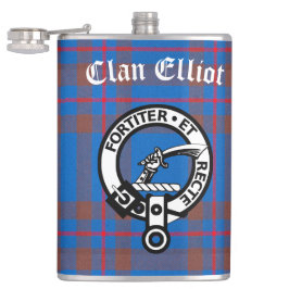 Clan Elliot Wappen Abzeichen & Tartan Flachmann