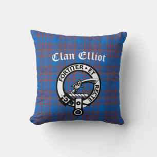 Clan Elliot Wappen Abzeichen & Tartan Kissen