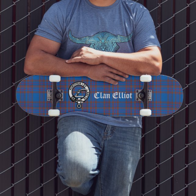 Clan Elliot Wappen Abzeichen & Tartan Skateboard (Außenbereich 3)