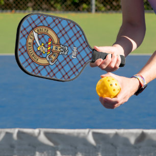 Clan Elliot Wappen auf antikem Tartan-Schlüsselanh Pickleball Schläger
