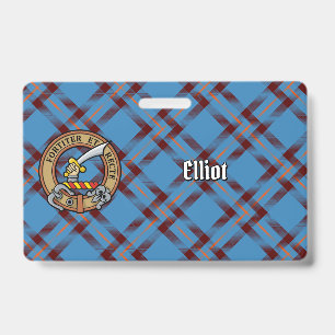 Clan Elliot Wappen über altem Tartan Ausweis