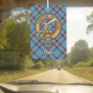 Clan Elliot Wappen über antikes Tartan Autolufterfrischer