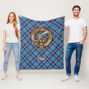 Clan Elliot Wappen über antikes Tartan Fleecedecke