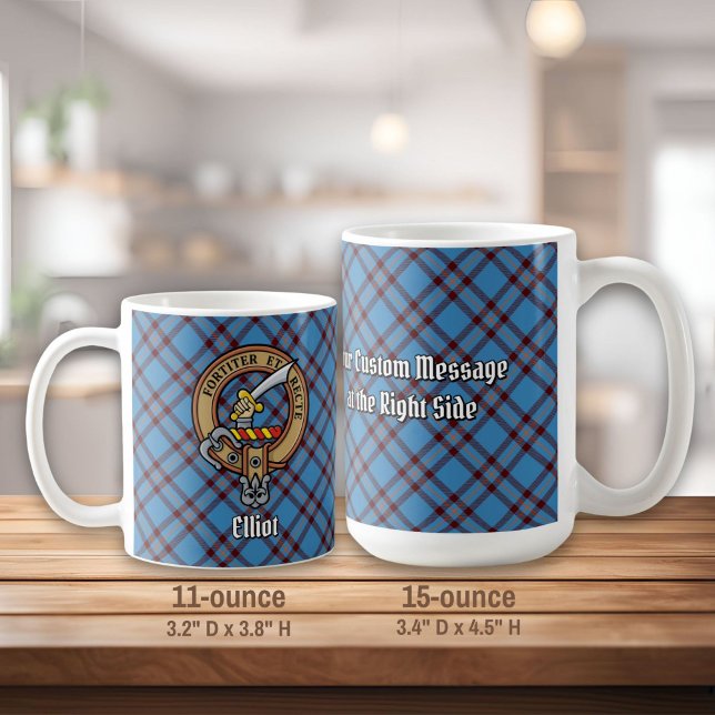 Clan Elliot Wappen über antikes Tartan Kaffeetasse (Von Creator hochgeladen)