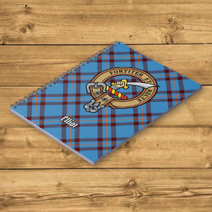 Clan Elliot Wappen über antikes Tartan Notizblock
