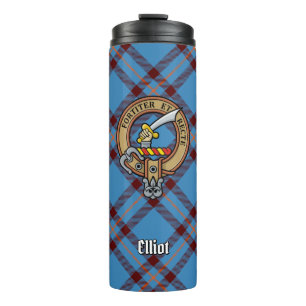 Clan Elliot Wappen über antikes Tartan Thermosbecher