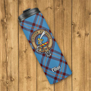 Clan Elliot Wappen über antikes Tartan Thermosbecher