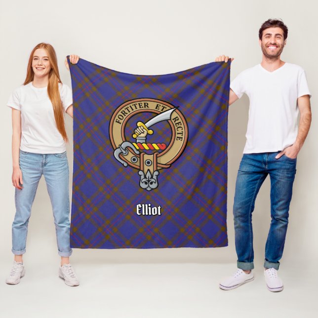 Clan Elliot Wappen über das moderne Tartan Fleecedecke (Beispiel)