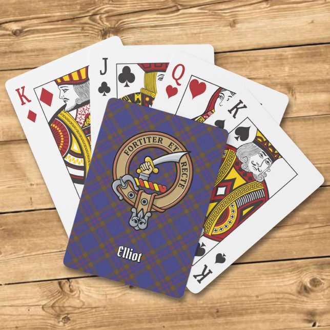 Clan Elliot Wappen über das moderne Tartan Spielkarten (Von Creator hochgeladen)