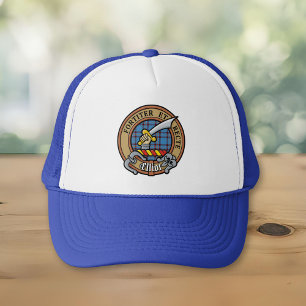 Clan Elliot Wappen über den alten Tartan Trucker H Truckerkappe