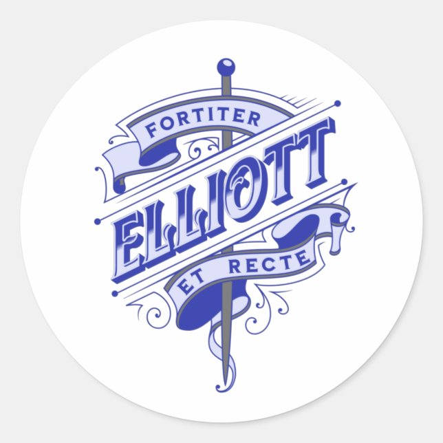 Clan Elliott, Fortiter Et Recte, Elliott, Familie Runder Aufkleber (Vorderseite)