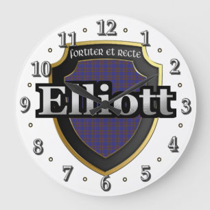 Clan Elliott Tartan Scottish Dream Clock Große Wanduhr