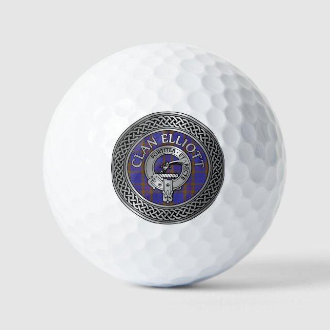 Clan ELLioTT Wappen & Tartan Knot Golfball (Vorderseite)