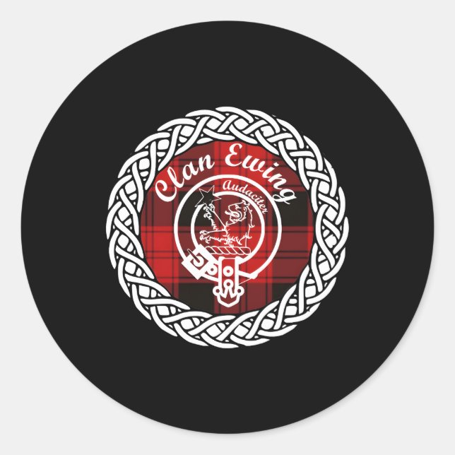 Clan Ewing Nachname Nachname Scottish Tan Wappen Runder Aufkleber (Vorderseite)