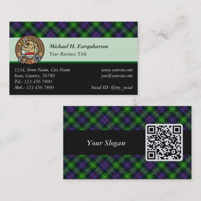Clan Farquharson Tartan Business Card Visitenkarte (Vorne/Hinten)
