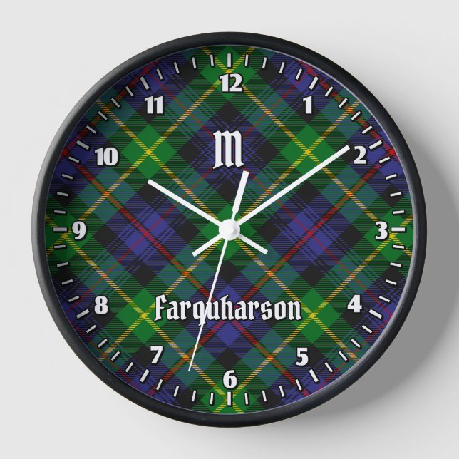 Clan Farquharson Tartan Large Clock Uhr (Vorderseite)