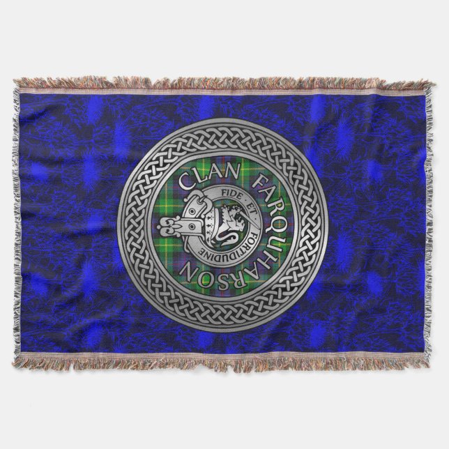 Clan Farquharson Wappen & Tartan Knot Decke (Vorderseite)