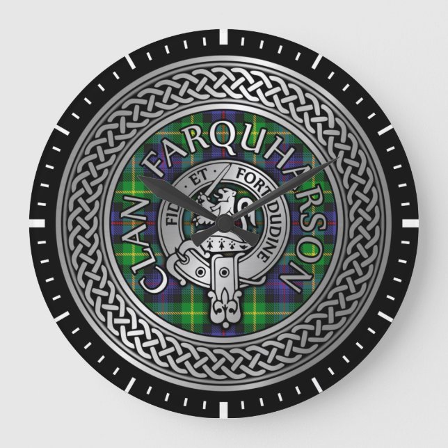 Clan Farquharson Wappen & Tartan Knot Große Wanduhr (Vorderseite)
