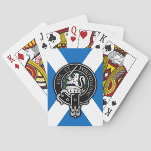 Clan Farquharson Wappen & Tartan über Salreifen Spielkarten