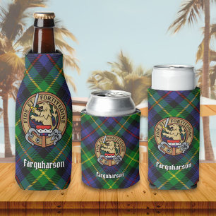 Clan Farquharson Wappen über Tartan Flasche Cooler Flaschenkühler