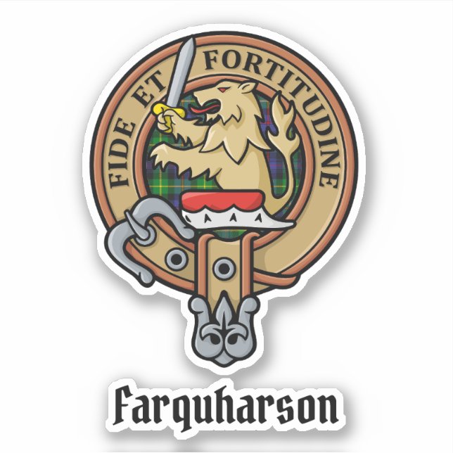 Clan Farquharson Wappen über Tartan Sticker (Vorderseite)