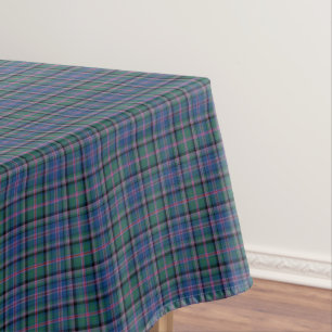 Clan-Fassbindertartan-grünes und blaues Tischdecke