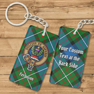 Clan Ferguson Crest sur Tartan Porte - clé