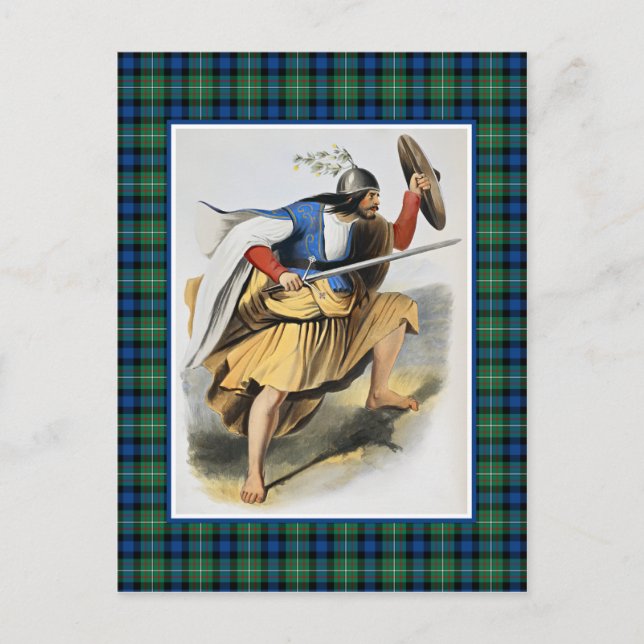 Clan Ferguson Vintag Illustration Tartan Frame Postkarte (Vorderseite)