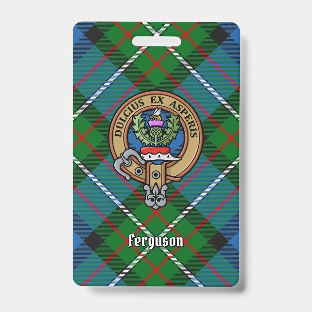 Clan Ferguson Wappen über Tartan Ausweis (Vorderseite)