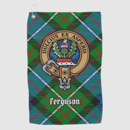 Clan Ferguson Wappen über Tartan Golf Towel Golfhandtuch