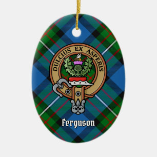 Clan Ferguson Wappen über Tartan Keramik Ornament