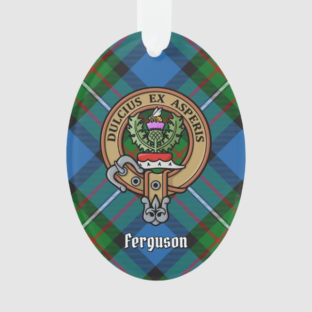 Clan Ferguson Wappen über Tartan Ornament (Vorderseite)