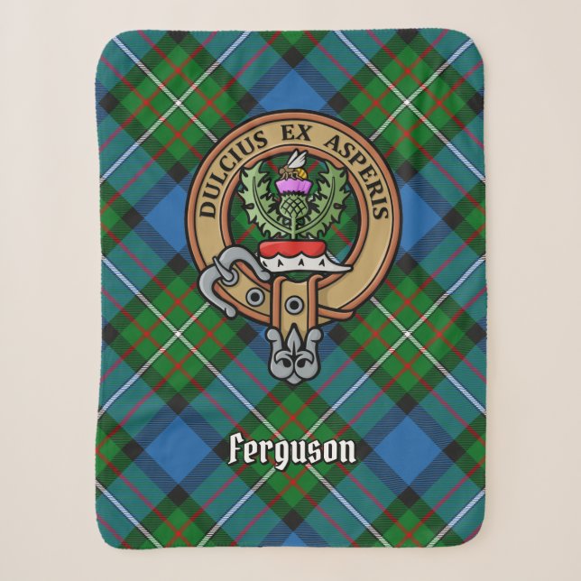 Clan Ferguson Wappen über Tartan Sherpadecke (Vorderseite)