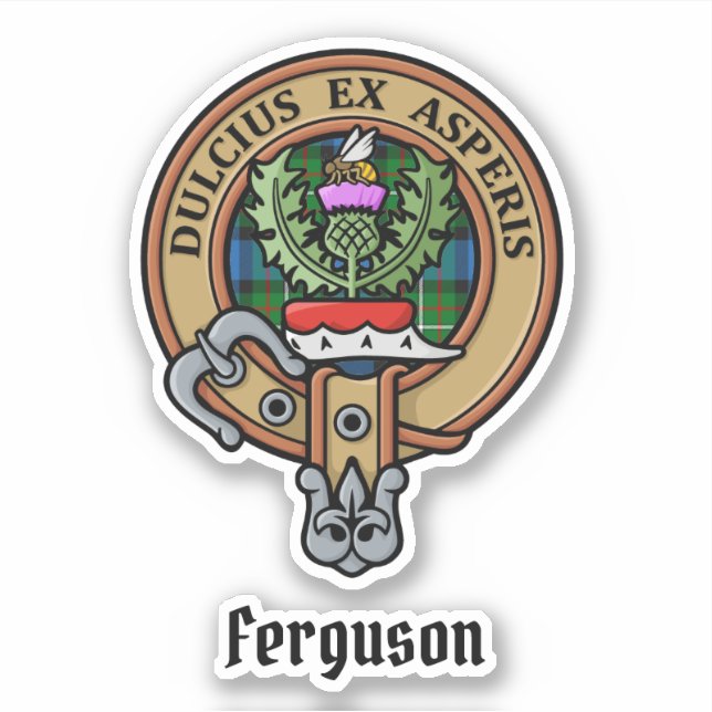Clan Ferguson Wappen über Tartan Sticker (Vorderseite)