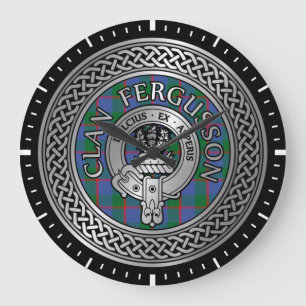 Clan Fergusson Wappen & Tartan Knot Große Wanduhr