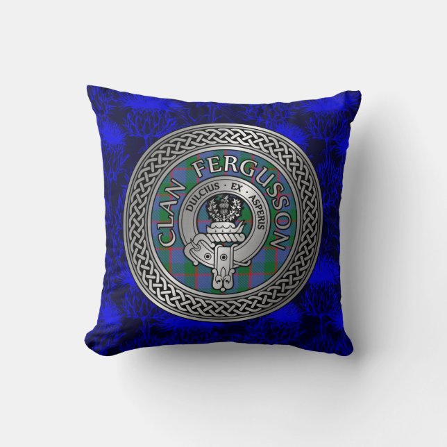 Clan Fergusson Wappen & Tartan Knot Kissen (Vorderseite)