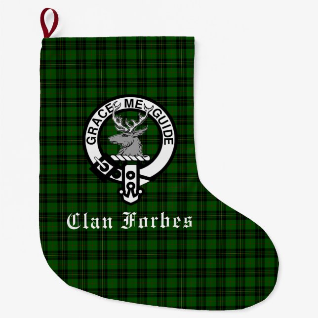 Clan Forbes Tartan und Wappen Abzeichen Großer Weihnachtsstrumpf (Vorderseite)