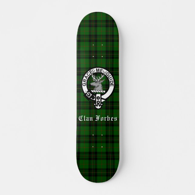 Clan Forbes Tartan und Wappen Abzeichen Skateboard (Vorne)