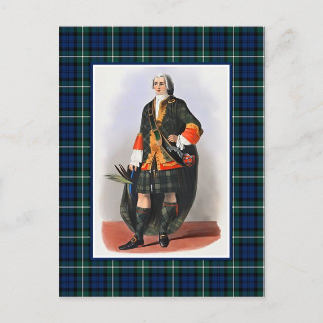 Clan Forbes Vintag Illustration Tartan Frame Postkarte (Vorderseite)