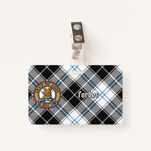 Clan Forbes Wappen über Dress Tartan Ausweis (Vorderseite mit Klammer)