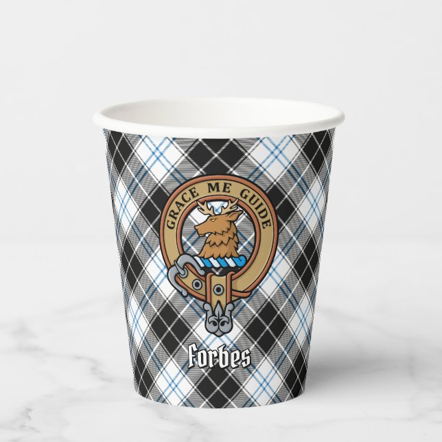 Clan Forbes Wappen über Dress Tartan Pappbecher (Vorderseite)
